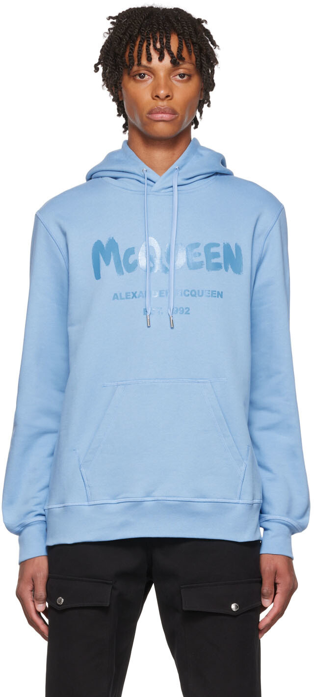 

Синяя худи с граффити Alexander McQueen, Синий