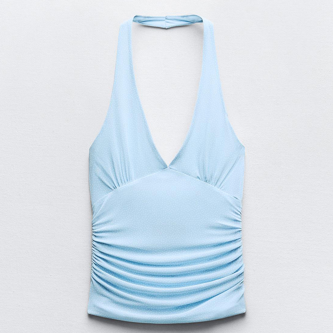 Топ Zara Printed Tulle, голубой/белый