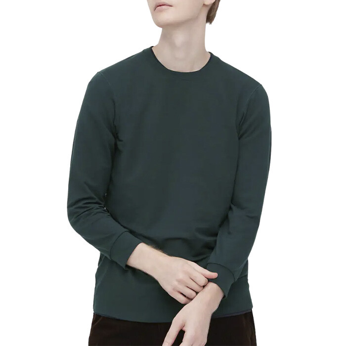 

Лонгслив Uniqlo Heattech Extra Warm Cotton, темно-зеленый