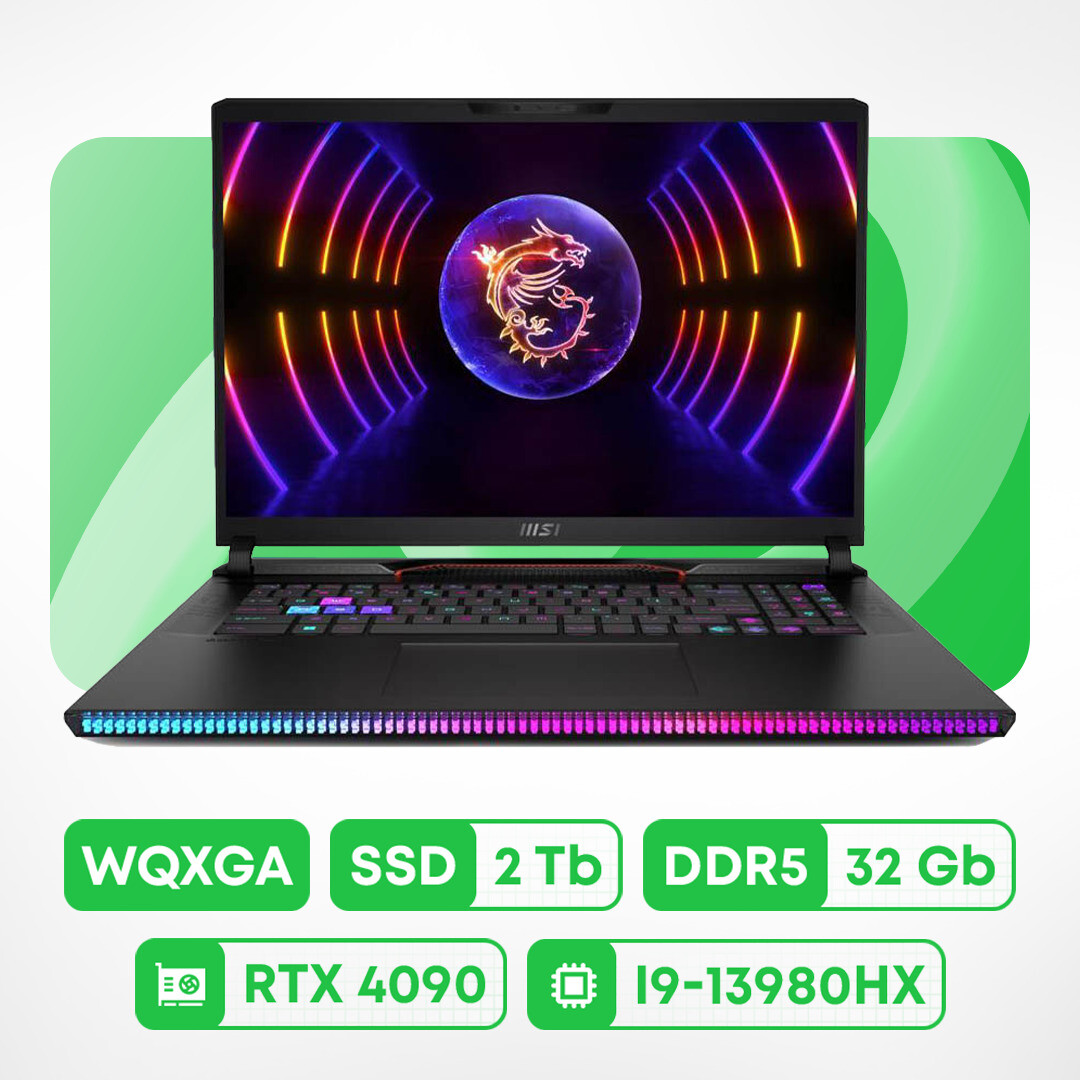 

Игровой ноутбук MSI Raider GE78HX 17'', 32ГБ/2ТБ, i9-13980HX, RTX 4090, черный, английская клавиатура