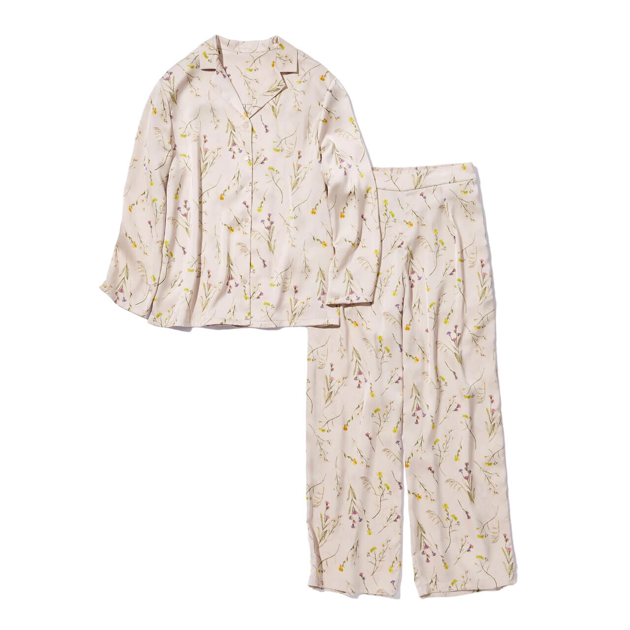 

Пижама Uniqlo Satin Printed Long Sleeved, натуральный