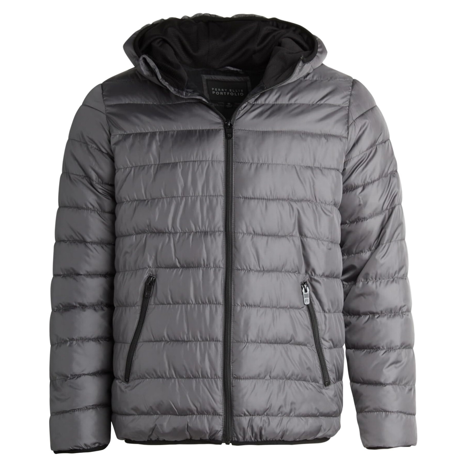 

Мужская зимняя куртка Perry Ellis Quilted Bubble, черный/серый