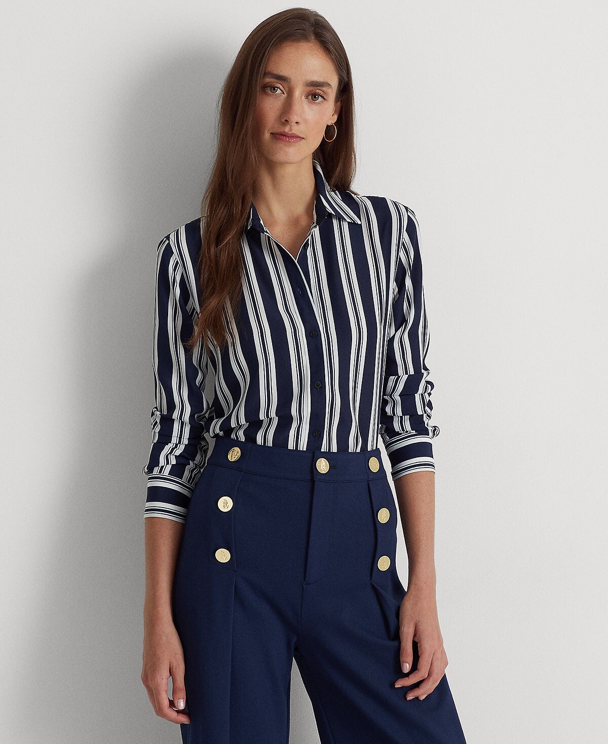

Миниатюрный полосатый топ на пуговицах Lauren Ralph Lauren, мульти
