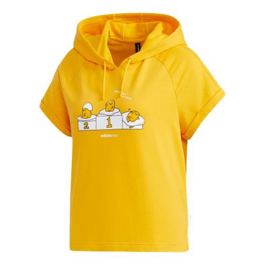 

Толстовка Adidas neo W GDTM SS HDY Yellow Crossover Sports Hooded Pullover Short Sleeve Yellow T-Shirt, Желтый