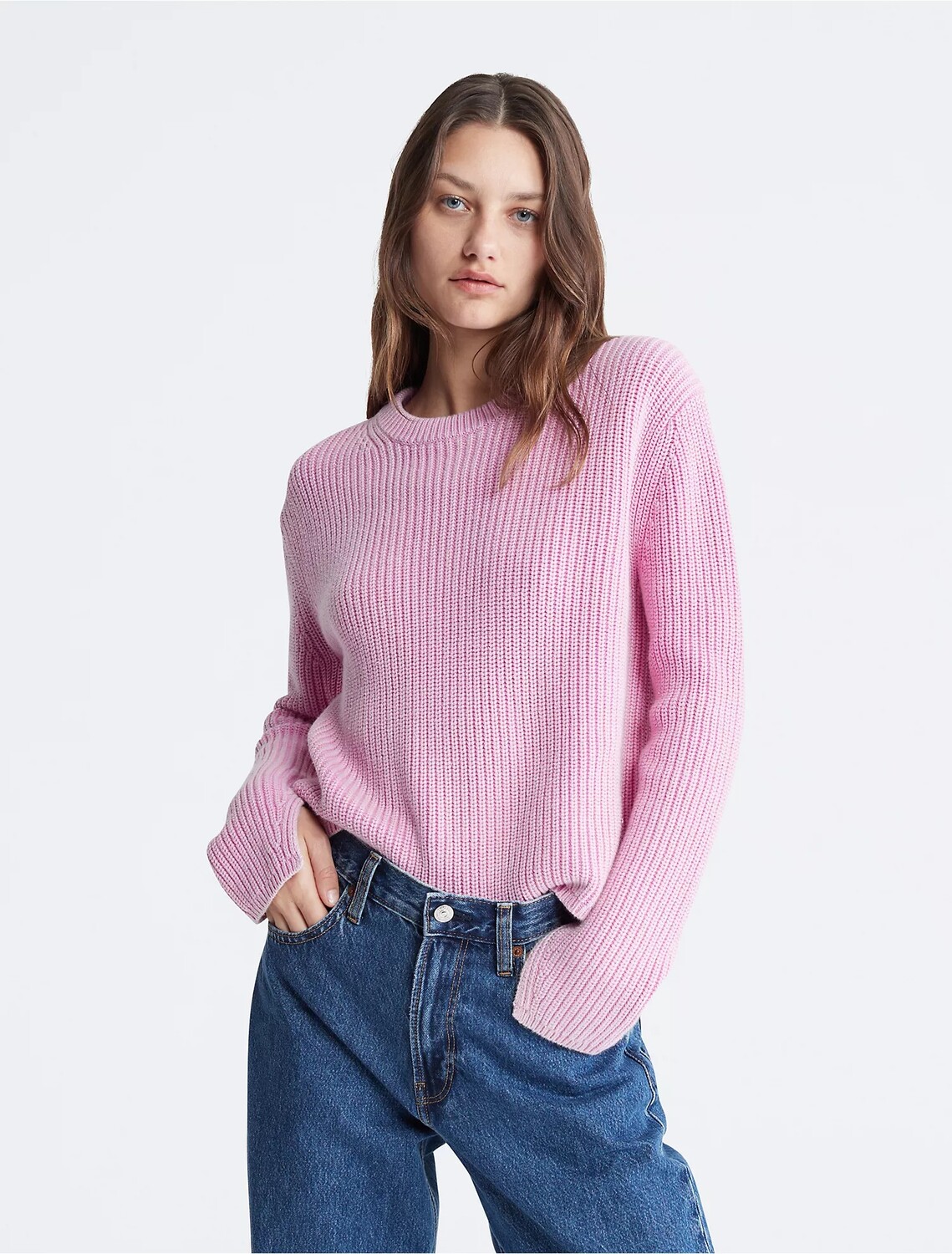 

Свитер Calvin Klein Smooth Cotton Chunky Knit Crewneck, сиреневый, Фиолетовый