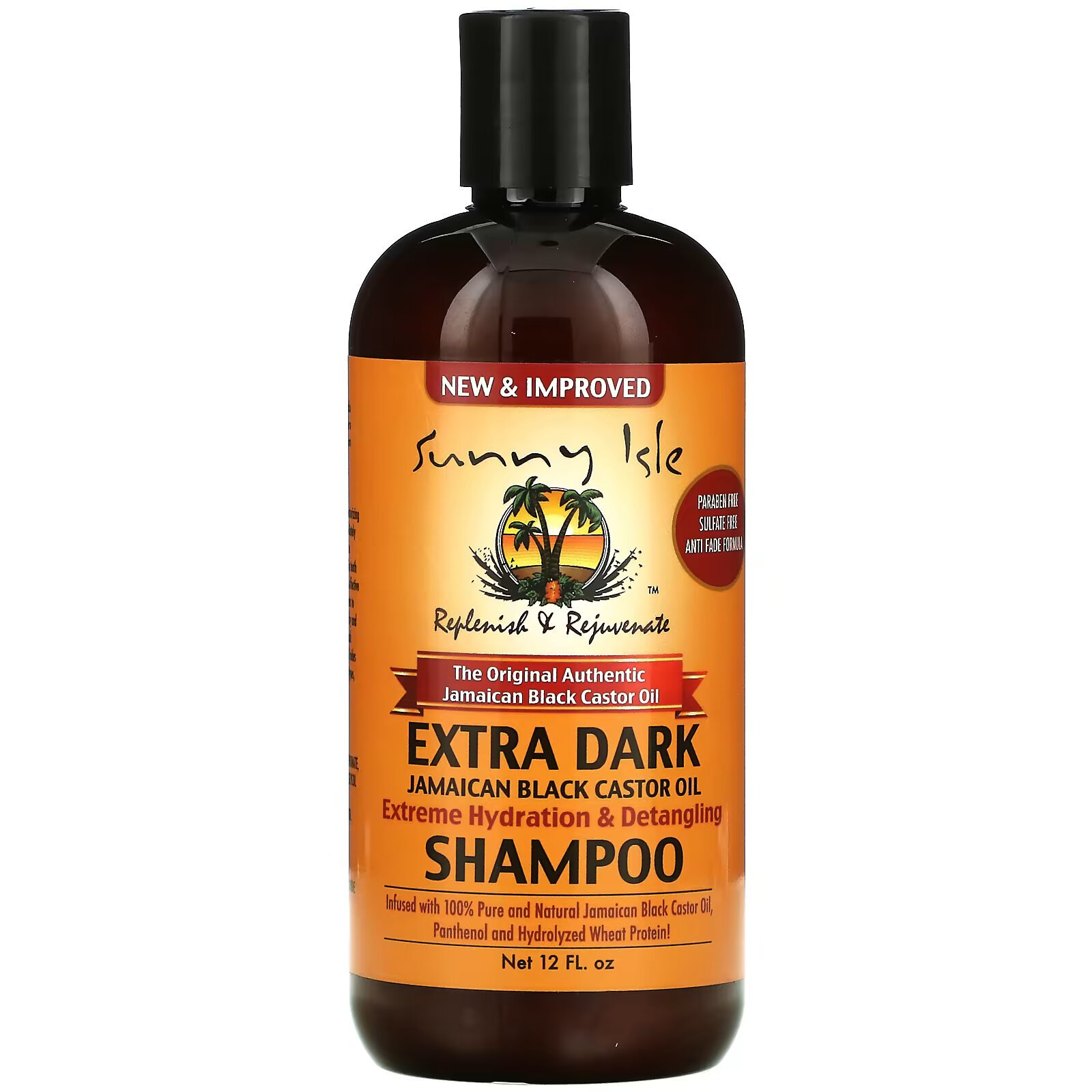 Sunny Isle, Шампунь с черным касторовым маслом Extra Dark Jamaican, 12 жидких унций - фото