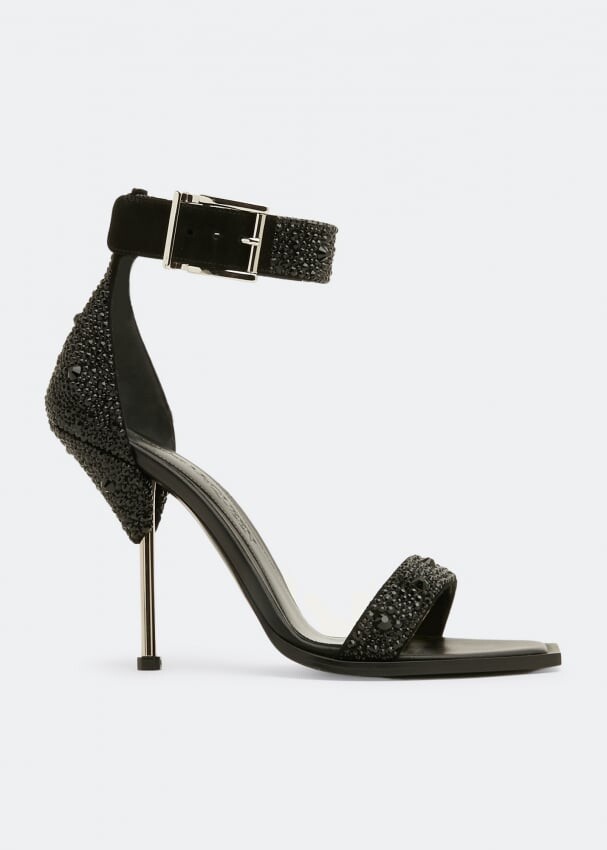 

Сандалии ALEXANDER MCQUEEN Embellished double strap sandals, черный