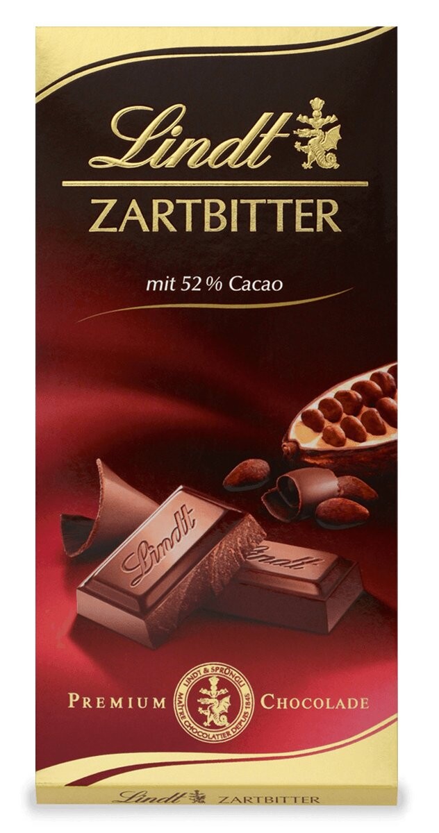 

Темный шоколад Lindt Zartbitter 52%, 100г