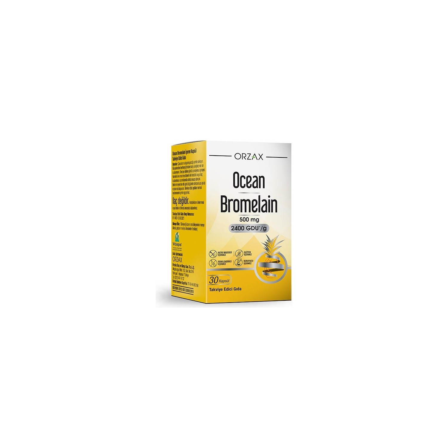Пищевая добавка Orzax Ocean Bromelain, 30 капсул bromelain powder 99% bromelain pineapple extract powder