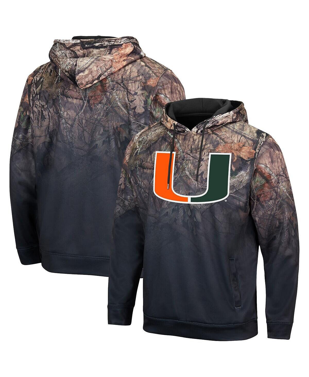 

Мужская черная толстовка с капюшоном miami hurricanes mossy oak pullover Colosseum, черный