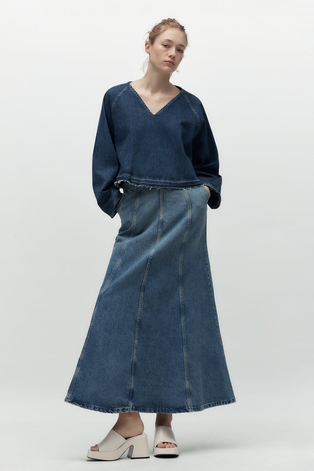 

Сандалии на платформе на высоком каблуке ZARA, белый