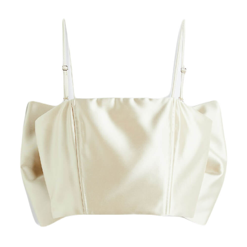 

Топ H&M Cropped Bow, светло-бежевый
