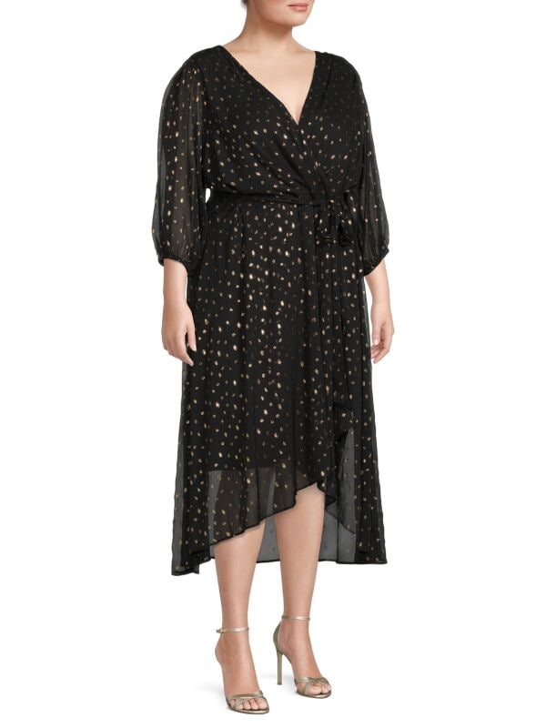 

Платье миди с вырезом большого размера DKNY Black gold