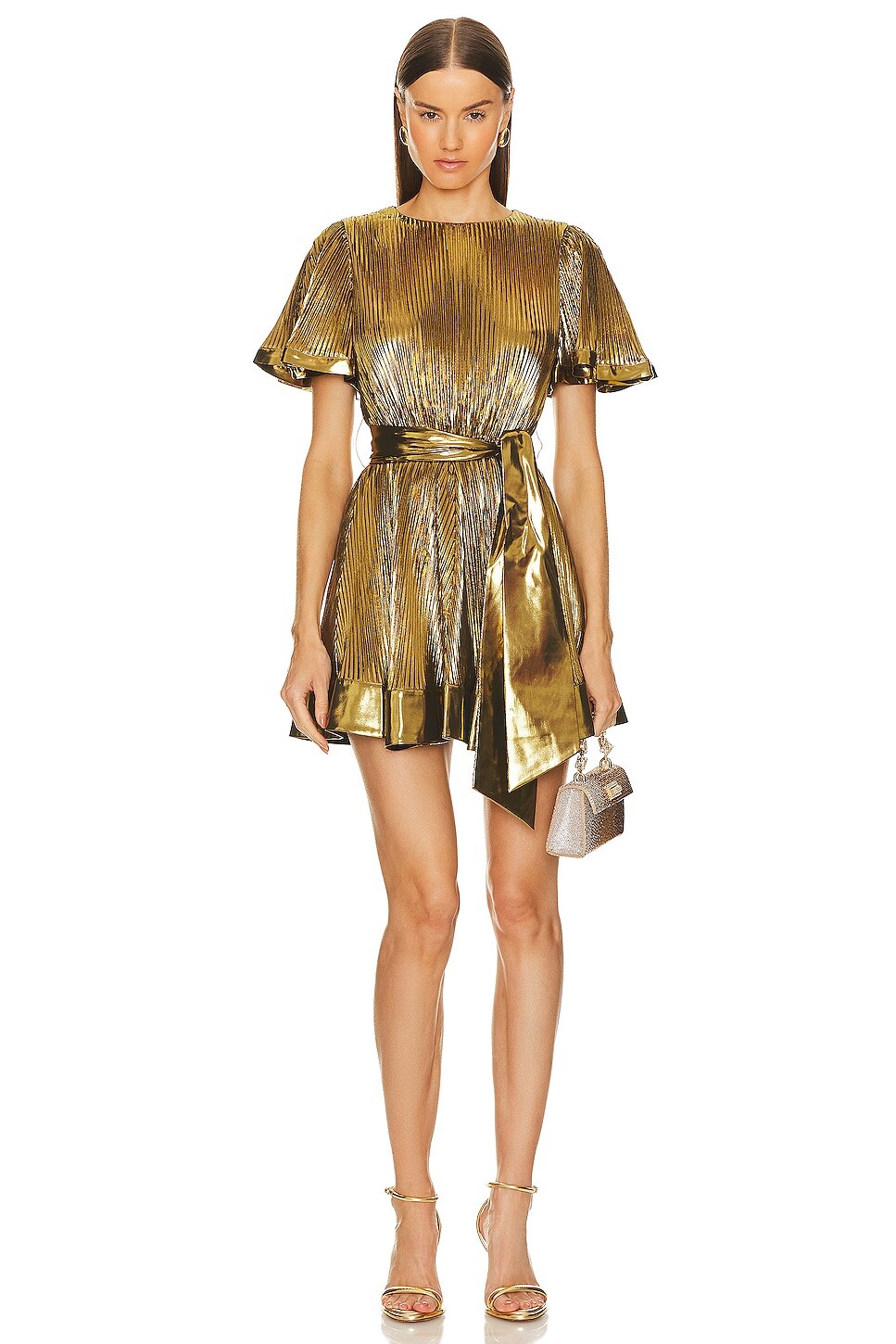 

Платье MILLY Lumi Pleated, золотой, Желтый