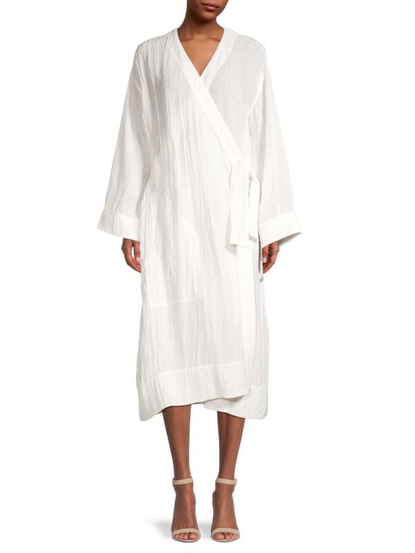 

Льняное платье миди Jil Sander с запахом, natural