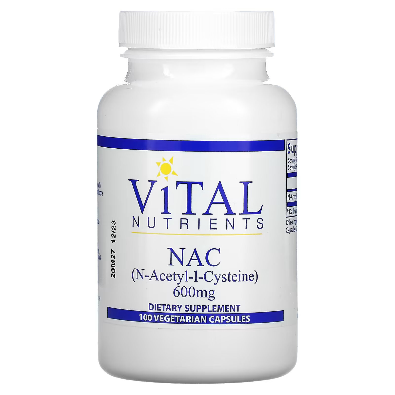 Vital Nutrients, N-ацетил-L-цистеин, 600 мг, 100 вегетарианских капсул protocol for life balance nac n ацетил цистеин 600 мг 100 вегетарианских капсул