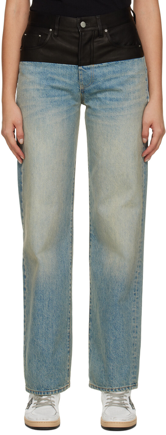 

Сине-черные гибридные джинсы AMIRI