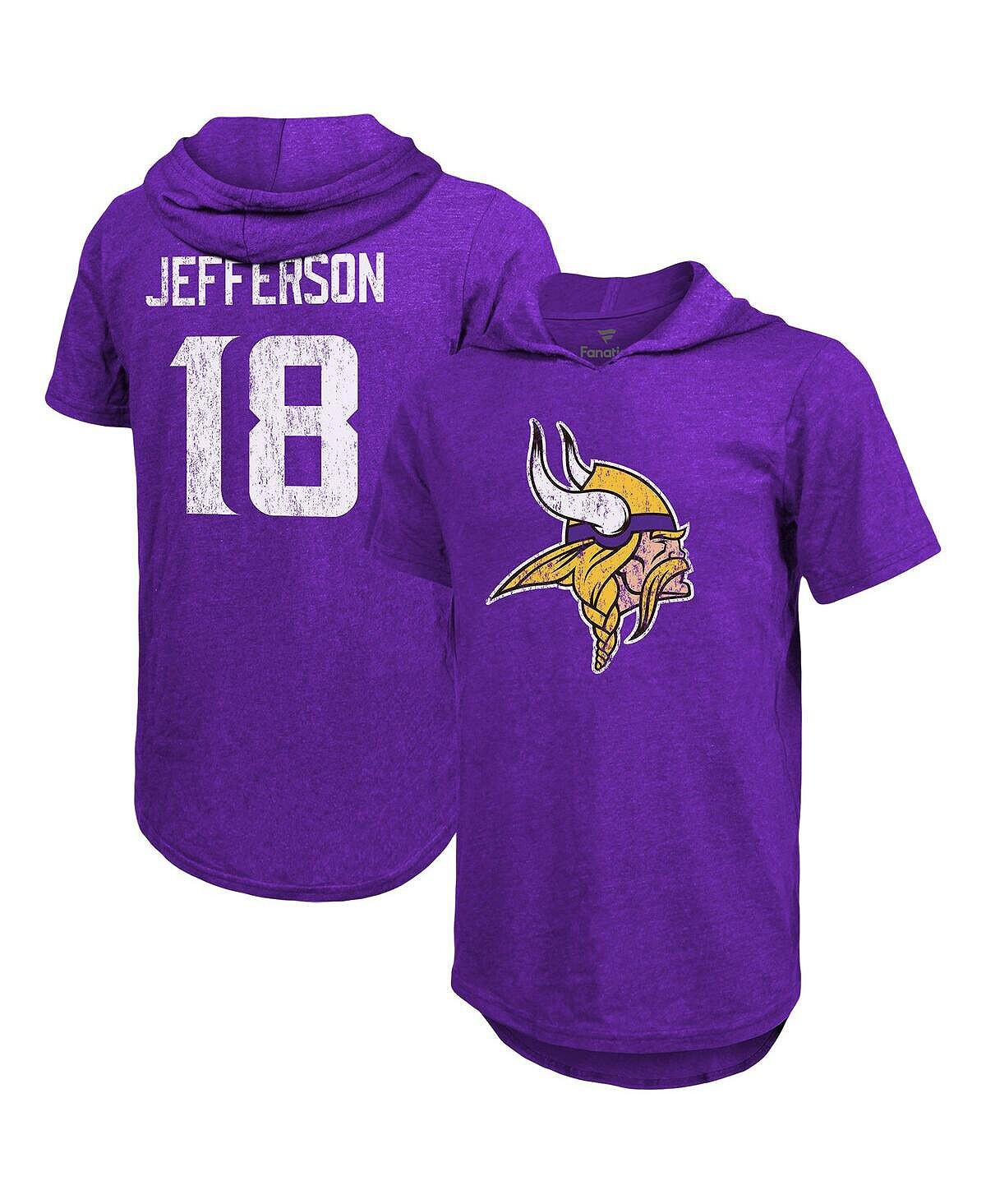 

Мужские нити justin jefferson purple minnesota vikings player name and number pullover hoodie Majestic, фиолетовый