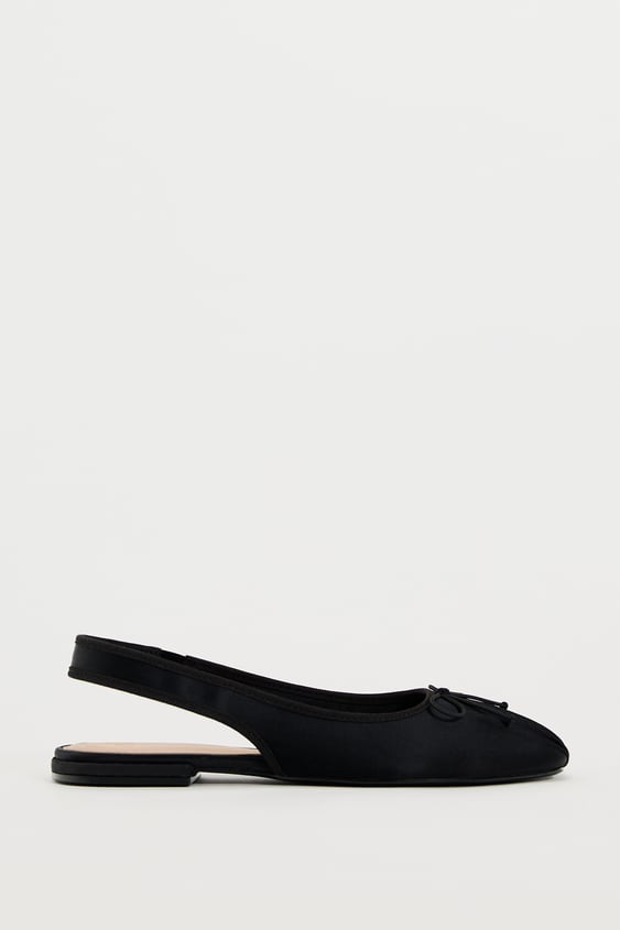Балетки Zara Satin Flats, черный туфли мюли на плоской подошве slide monogram calvin klein jeans цвет fuchsia fedora bright white