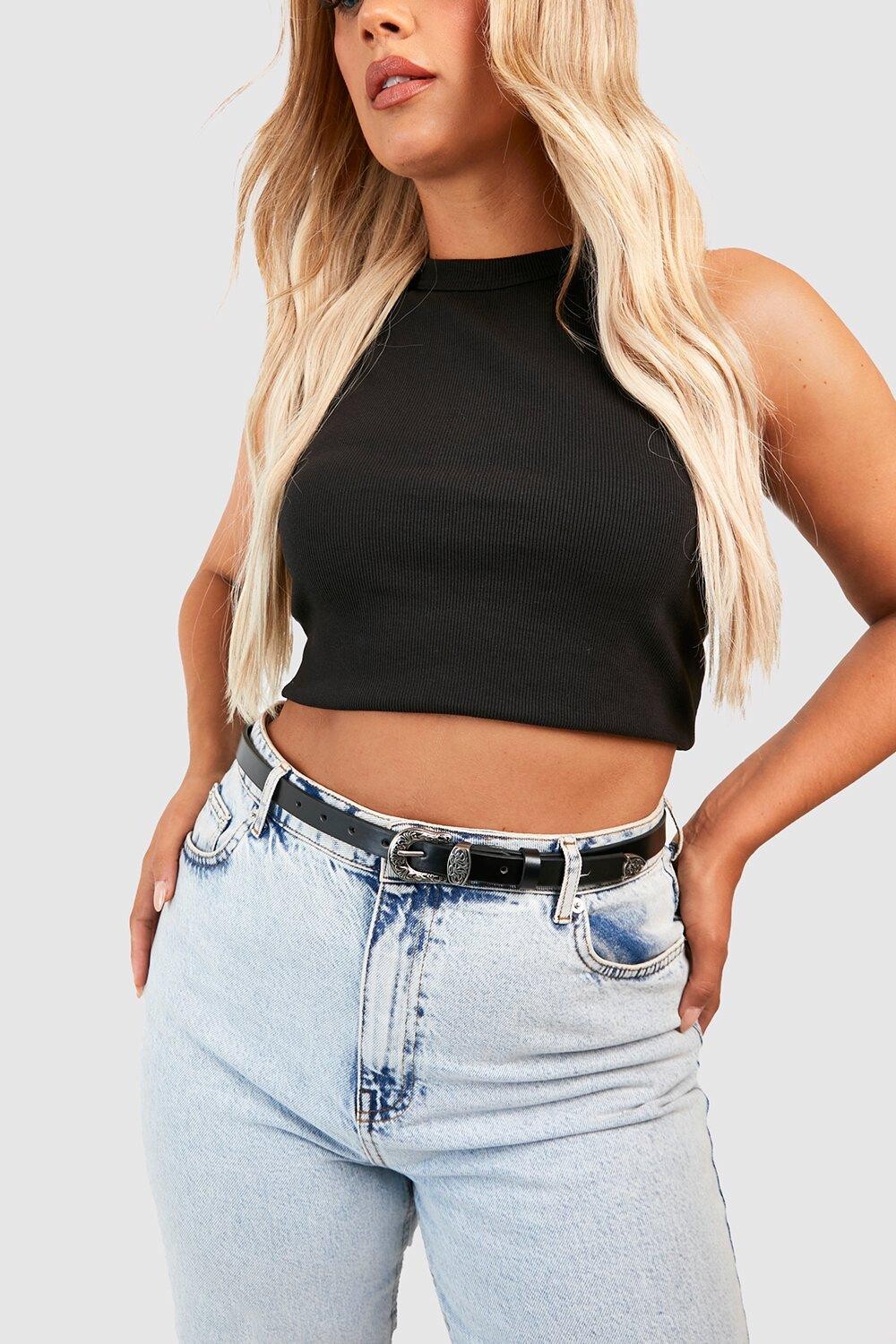 

Ремень с пряжкой western plus Boohoo, черный