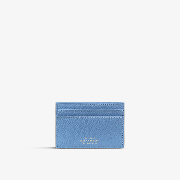 smythson косметичка mara из кожи с эффектом крокодила серо коричневый Картхолдер из панамской кожи с тиснением под крокодила Smythson, синий