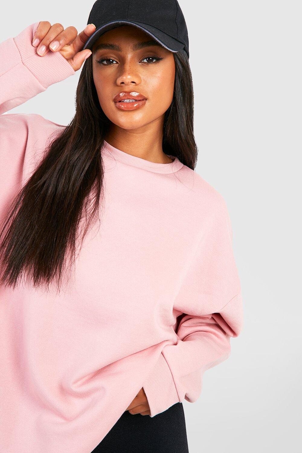

Свитер оверсайз из хлопка Boohoo, розовый