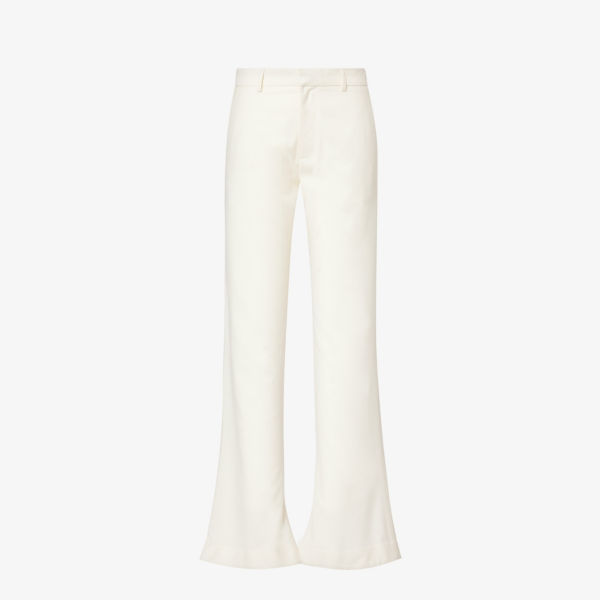 Шерстяные брюки средней посадки с расклешенными штанинами puddle Aaron Esh, белый