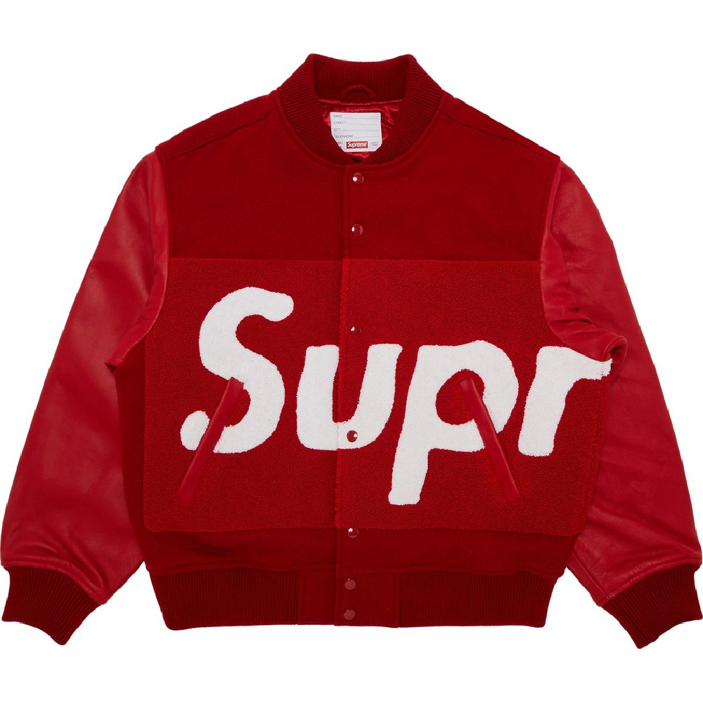 Куртка Supreme Big Logo Chenille Varsity, красный куртка supreme team varsity jacket red красный