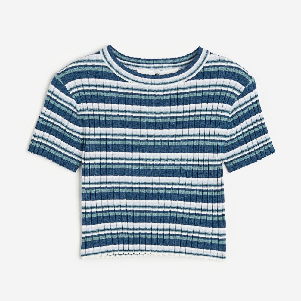 

Футболка H&M Kids Rib-knit, бирюзовый