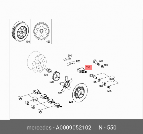 Датчик давления колеса A0009052102 MERCEDES-BENZ датчик давления водуха в шинах a0009053907 mercedes benz