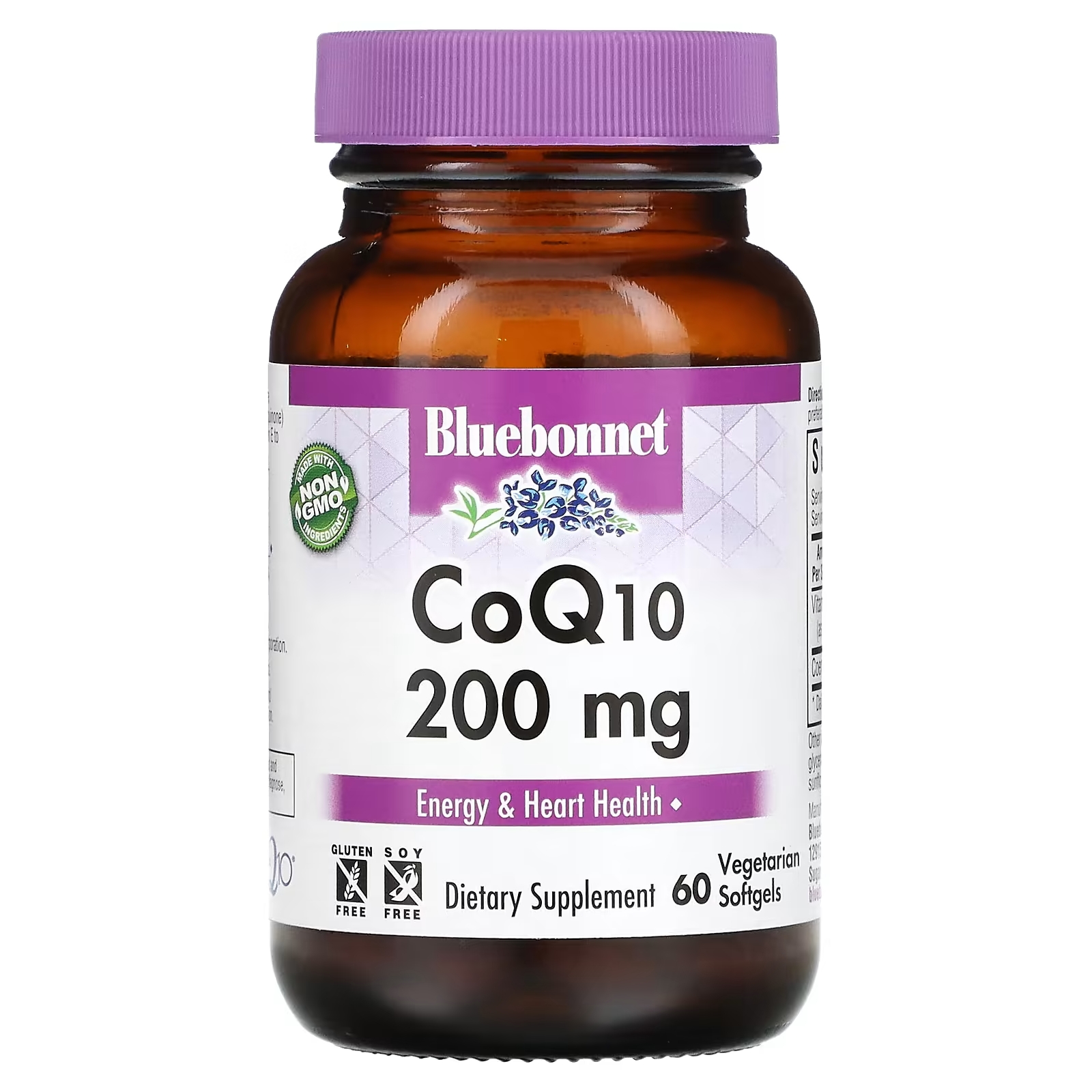 Bluebonnet Nutrition CoQ10 200 мг, 60 желатиновых капсул coq10 убихинол cellularactive 50 мг 60 капсул bluebonnet nutrition
