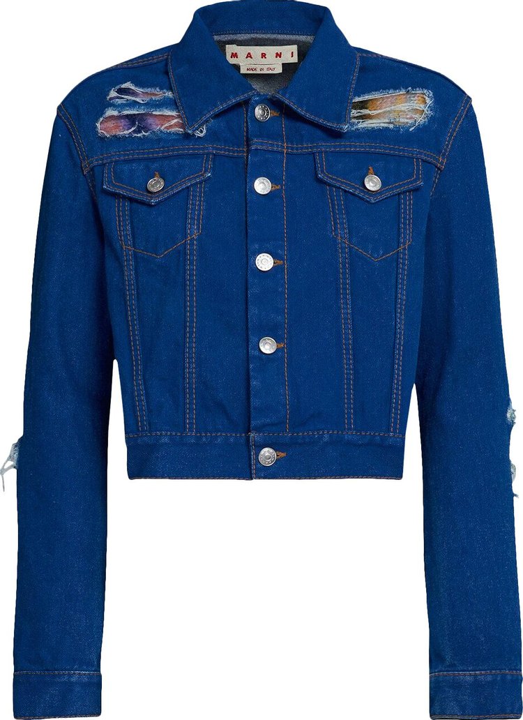 Куртка Marni Cropped Mohair Denim Jacket 'Illusion Blue', синий куртка coperni cropped hybrid denim blue синий