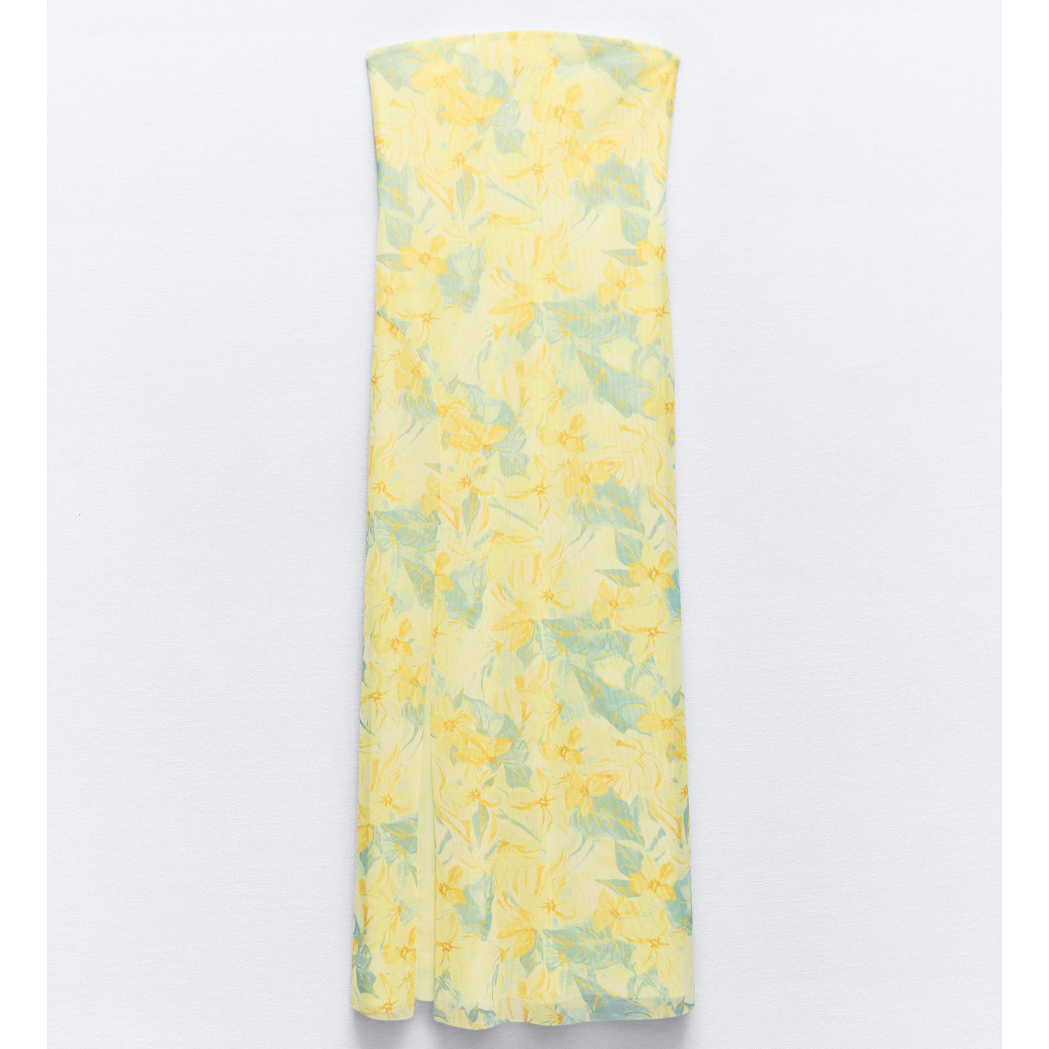 Платье Zara Printed Strapless Tulle, желтый платье zara printed tulle голубой