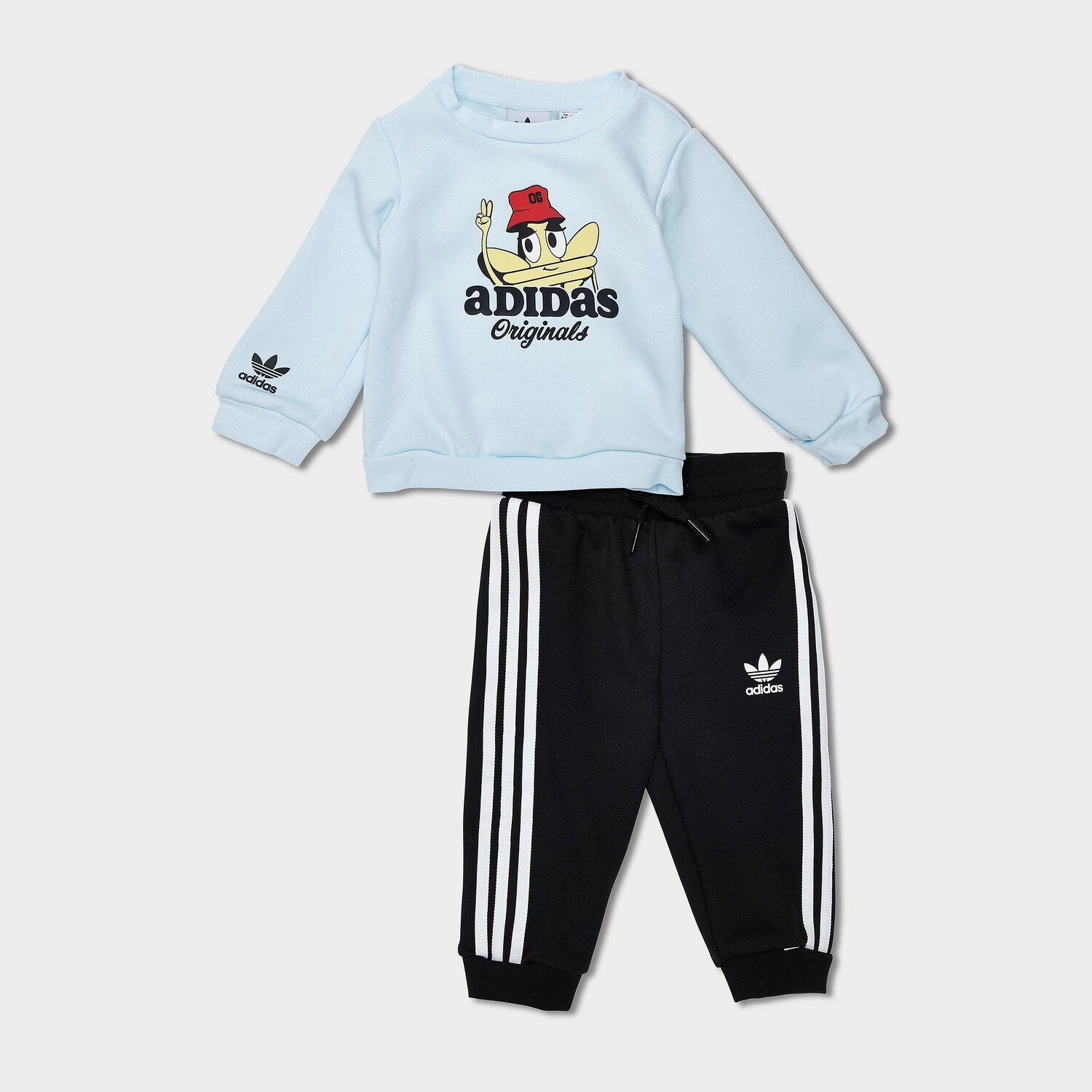 

Комплект для новорожденных Adidas Originals Treffy с круглым вырезом и брюками для бега, синий