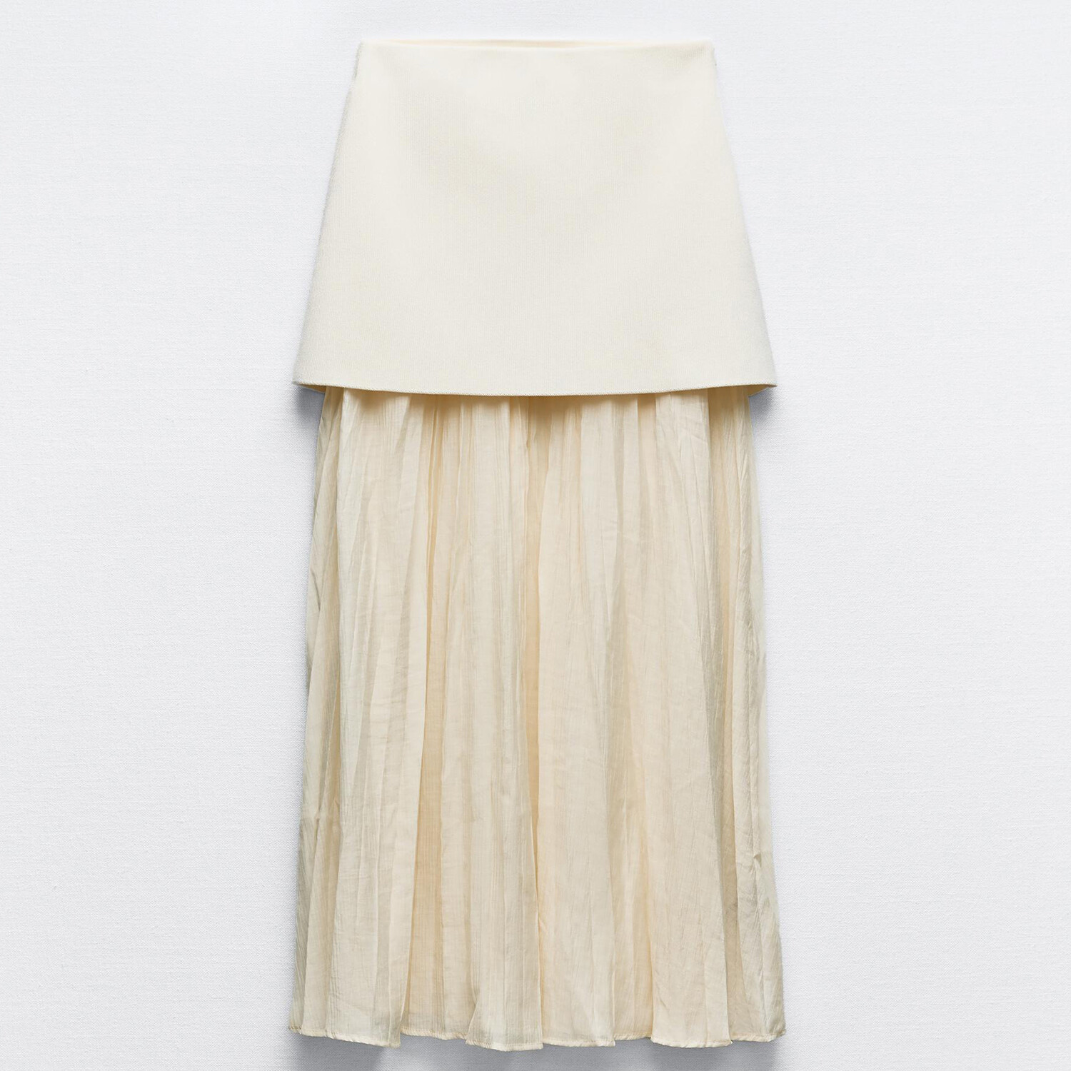 

Юбка Zara Combined Pleated Knit, экрю