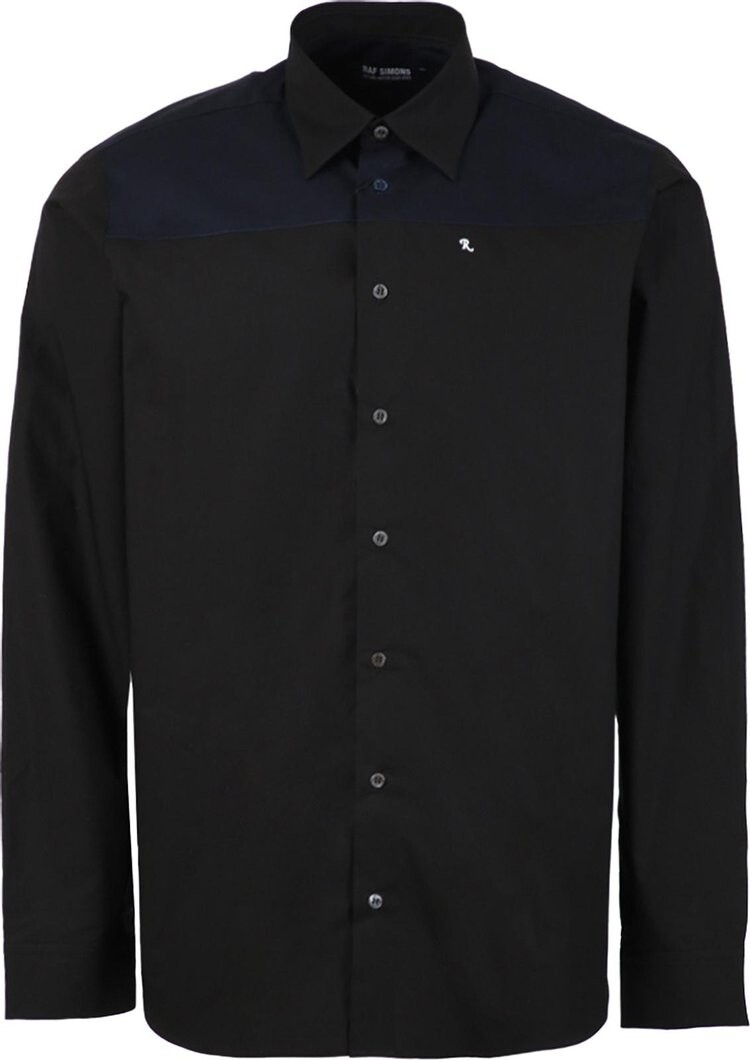 

Рубашка Raf Simons Bicolor Americano Shirt Print On Shoulder 'Black', черный