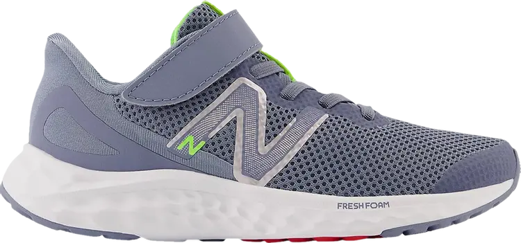 

Кроссовки New Balance Fresh Foam Arishi v4 Bungee Lace Little Kid Wide 'Arctic Grey Pixel Green', серый