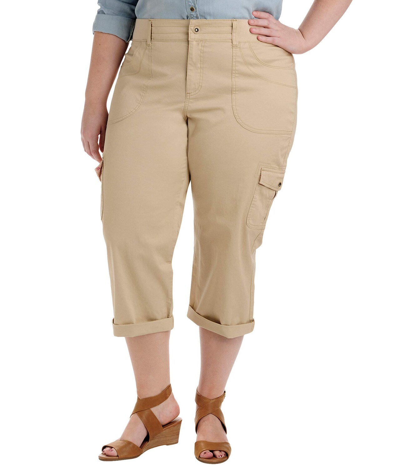 

Брюки карго Lee, Relaxed Fit Austyn Knit Waist Cargo Capris (Plus)