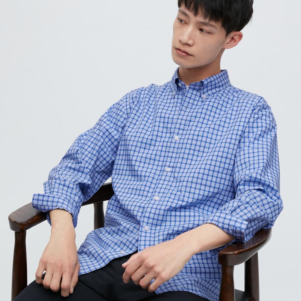 

Рубашка в клетку унисекс Uniqlo, синий