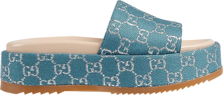 

Сандалии Gucci Wmns GG Lame Flatform Slide Sandal Blue, синий