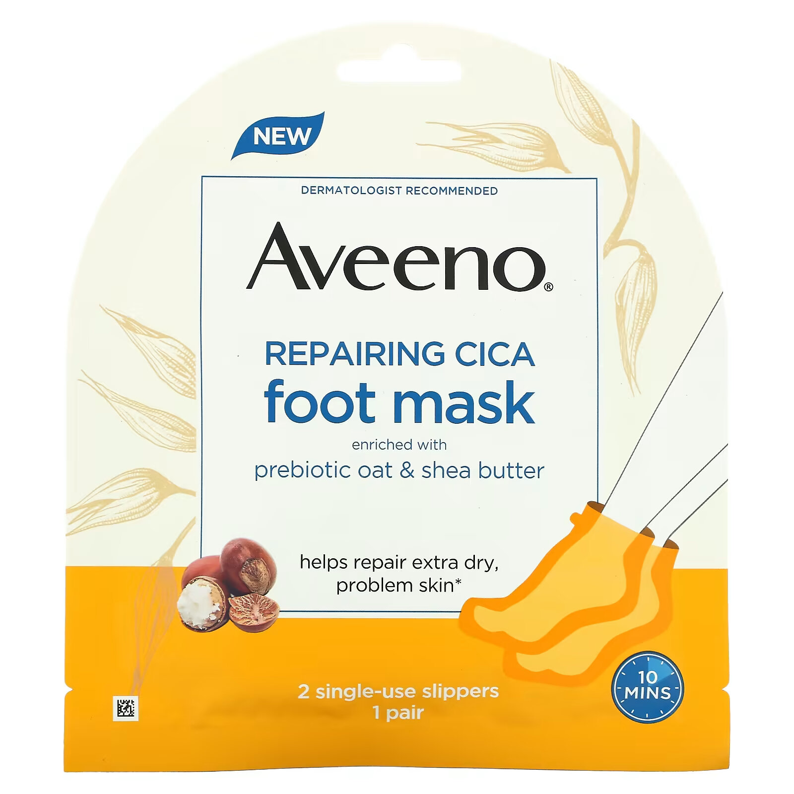 Aveeno, восстанавливающая маска для ног с готу колой, 2 одноразовых носочка aveeno восстанавливающая маска для рук cica 2 одноразовые перчатки