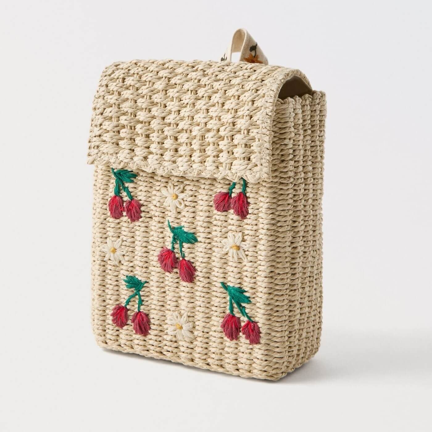 

Рюкзак Zara Raffia-style With Cherries, светло-коричневый