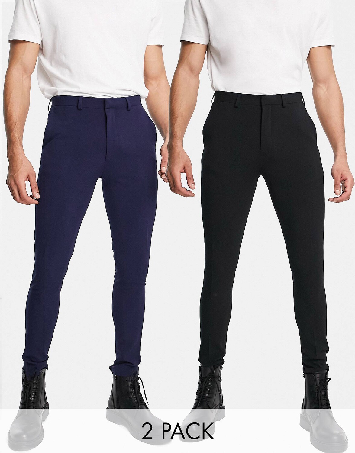 

Набор черных и темно-синих брюк суперскинни ASOS DESIGN, Черный