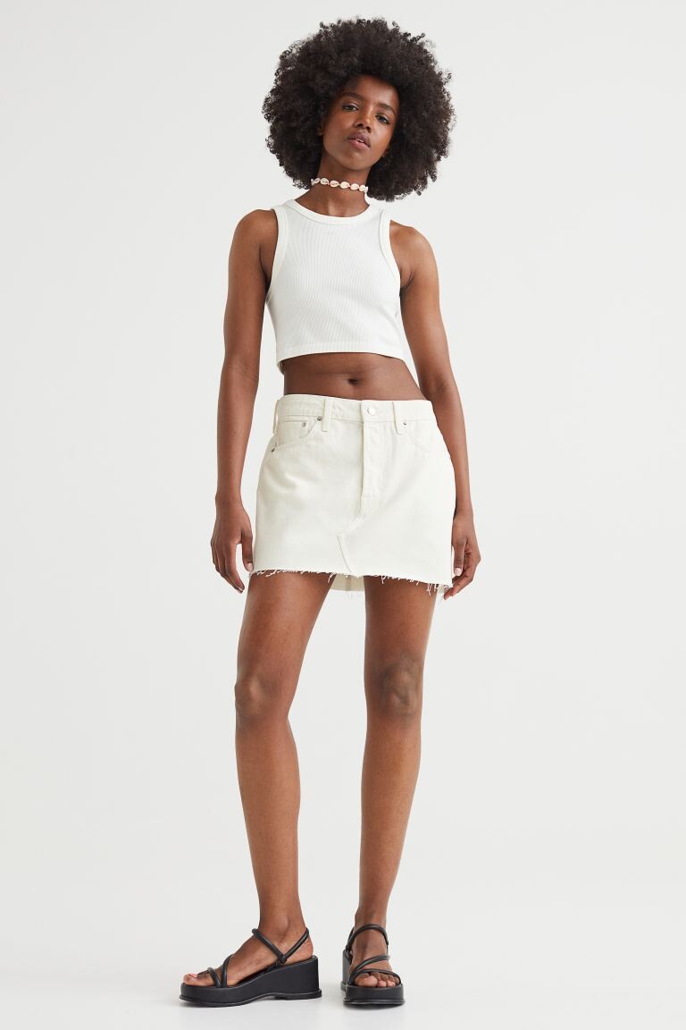 

Джинсовая юбка с заниженной талией H&M, белый