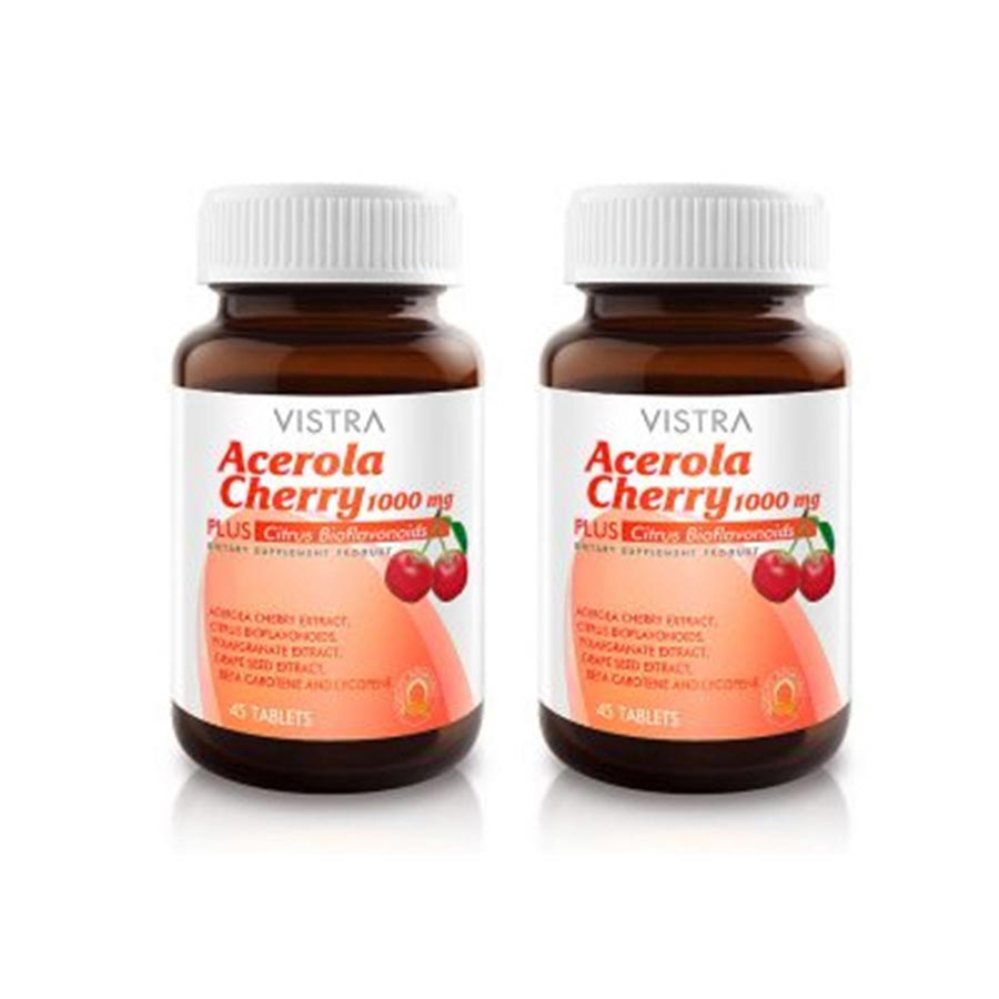 цена Пищевая добавка Vistra Acerola Cherry 1000 mg & Citrus Bioflavonoids Plus, 2 банки по 100 таблеток