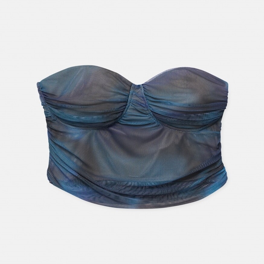 

Топ Pull&Bear Tie-dye Tulle Bandeau, темно-синий