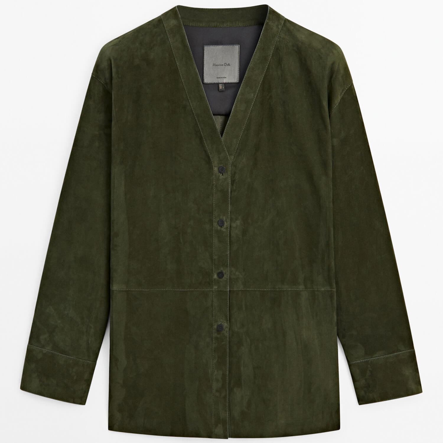 Рубашка Massimo Dutti Suede Leather, зеленый куртка бомбер massimo dutti suede leather бежевый