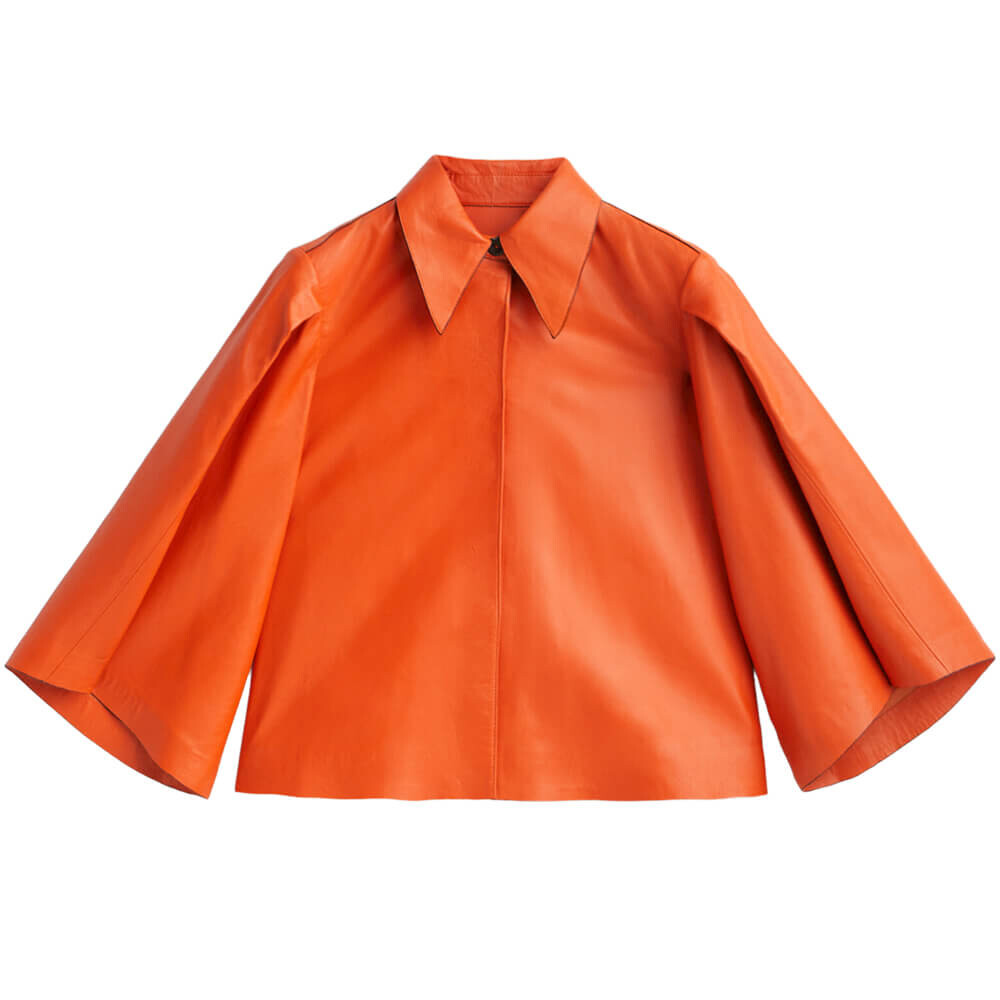 

Куртка-рубашка Massimo Dutti Nappa Leather, оранжевый