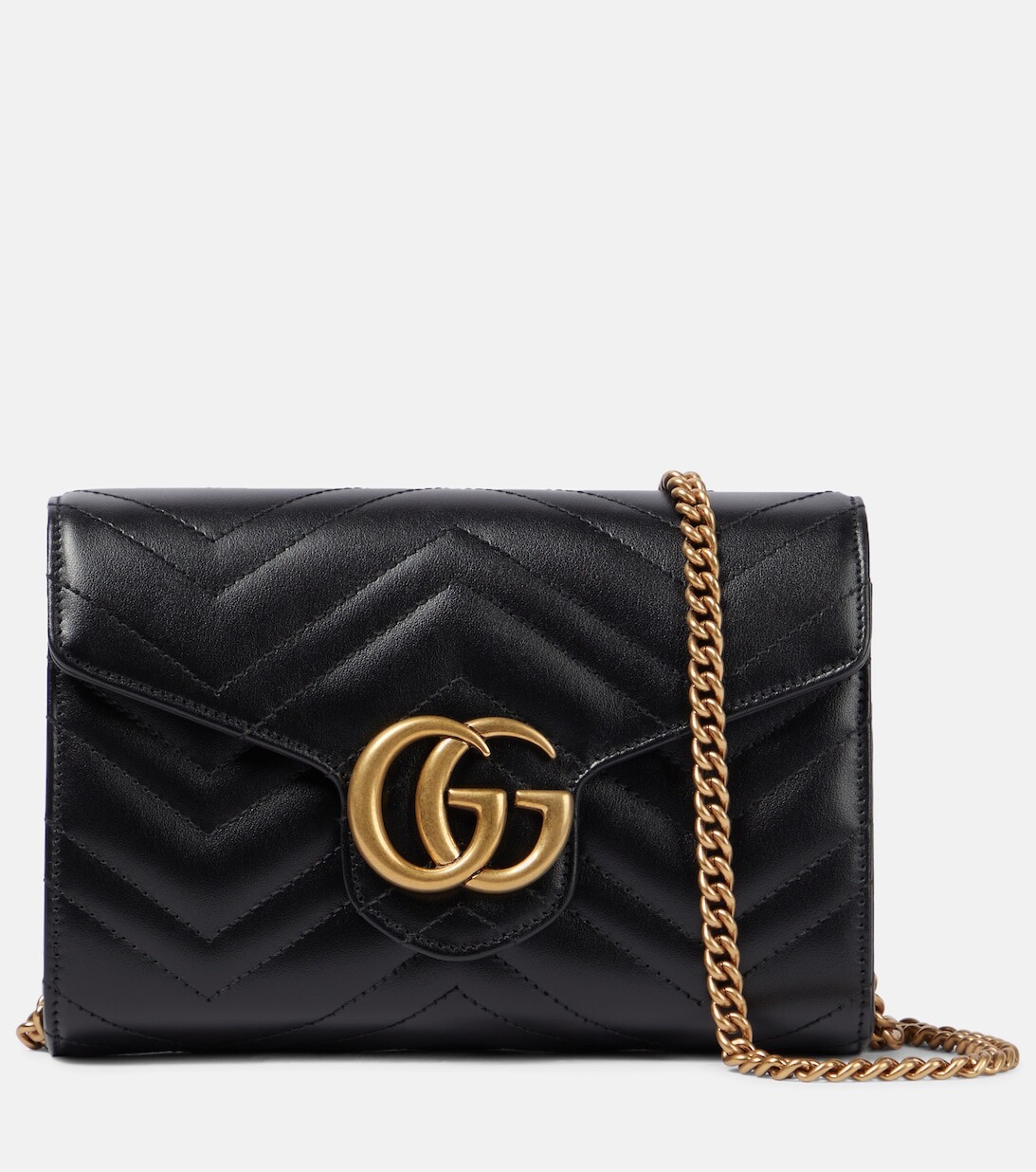 

Кожаный кошелек GG Marmont на цепочке Gucci, черный