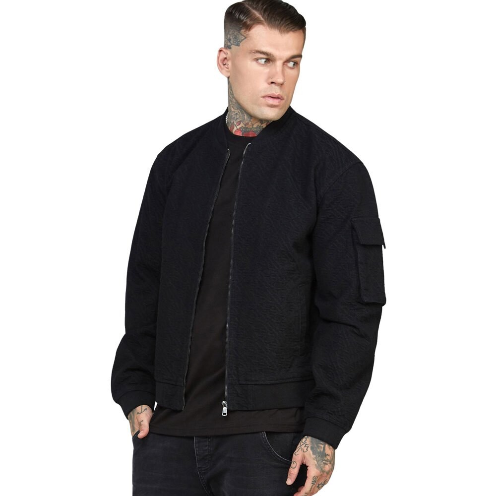 

Куртка Siksilk Repeat Logo Denim Bomber, черный